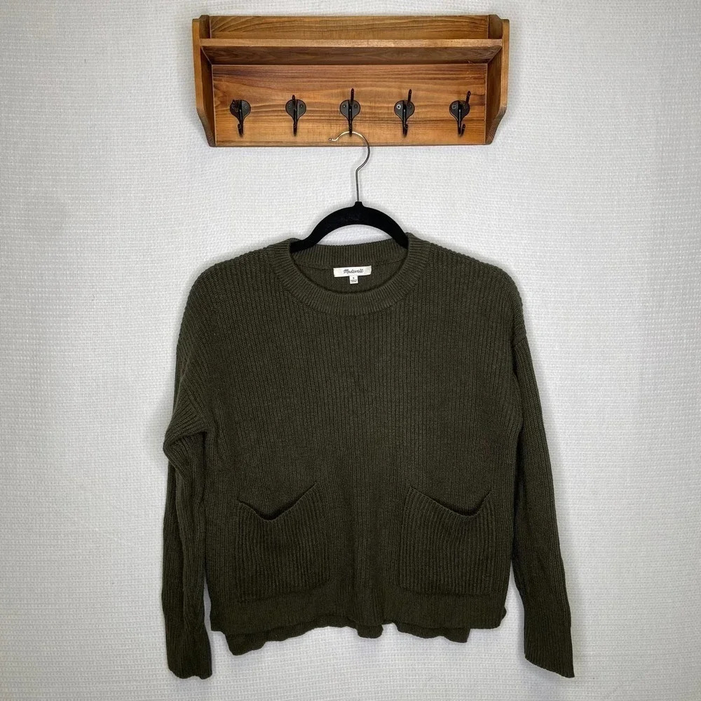 Madewell | Green Pullover Sweater Pocket Font Small